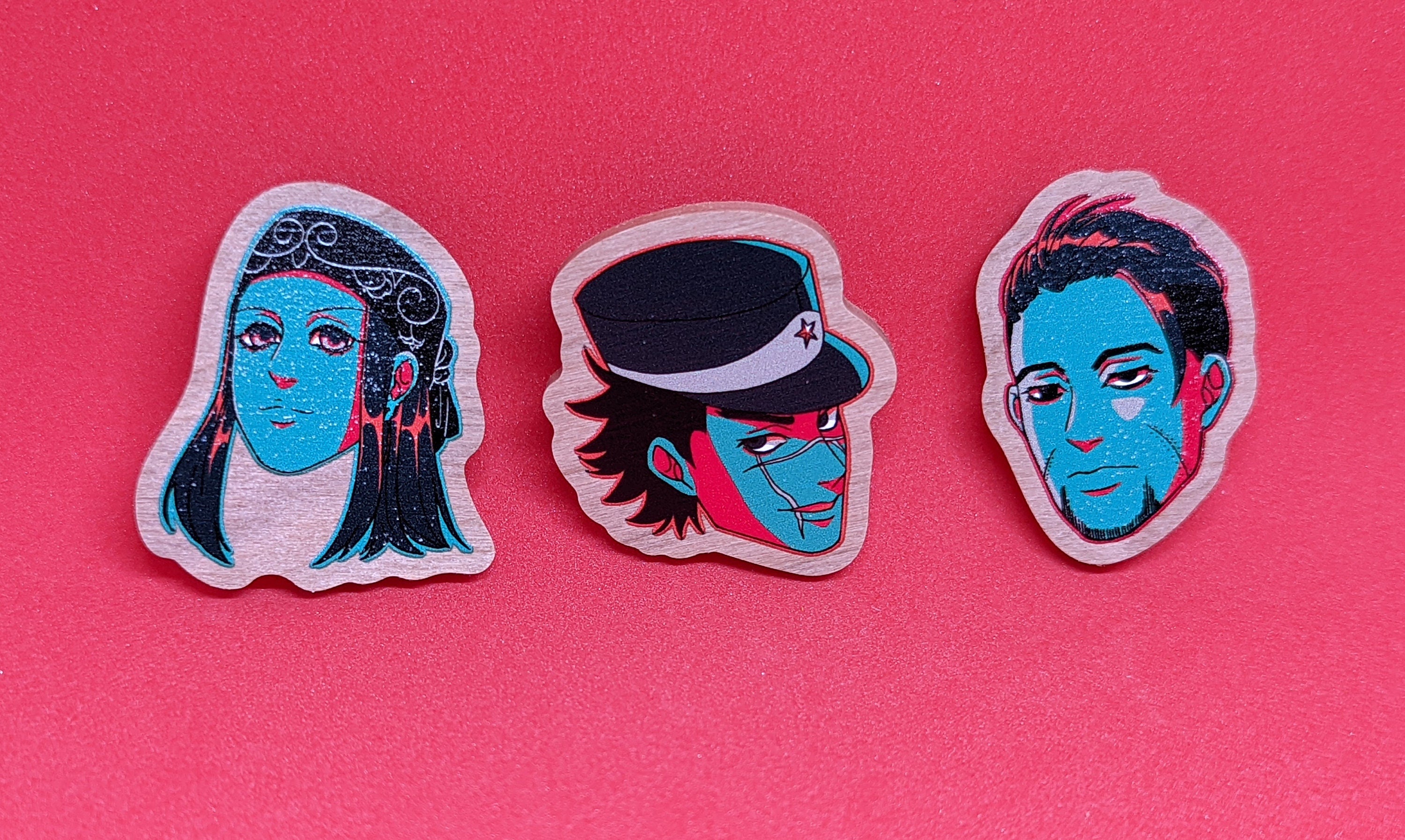 Golden Kamuy Inspired Wood Pins (Set of 3)