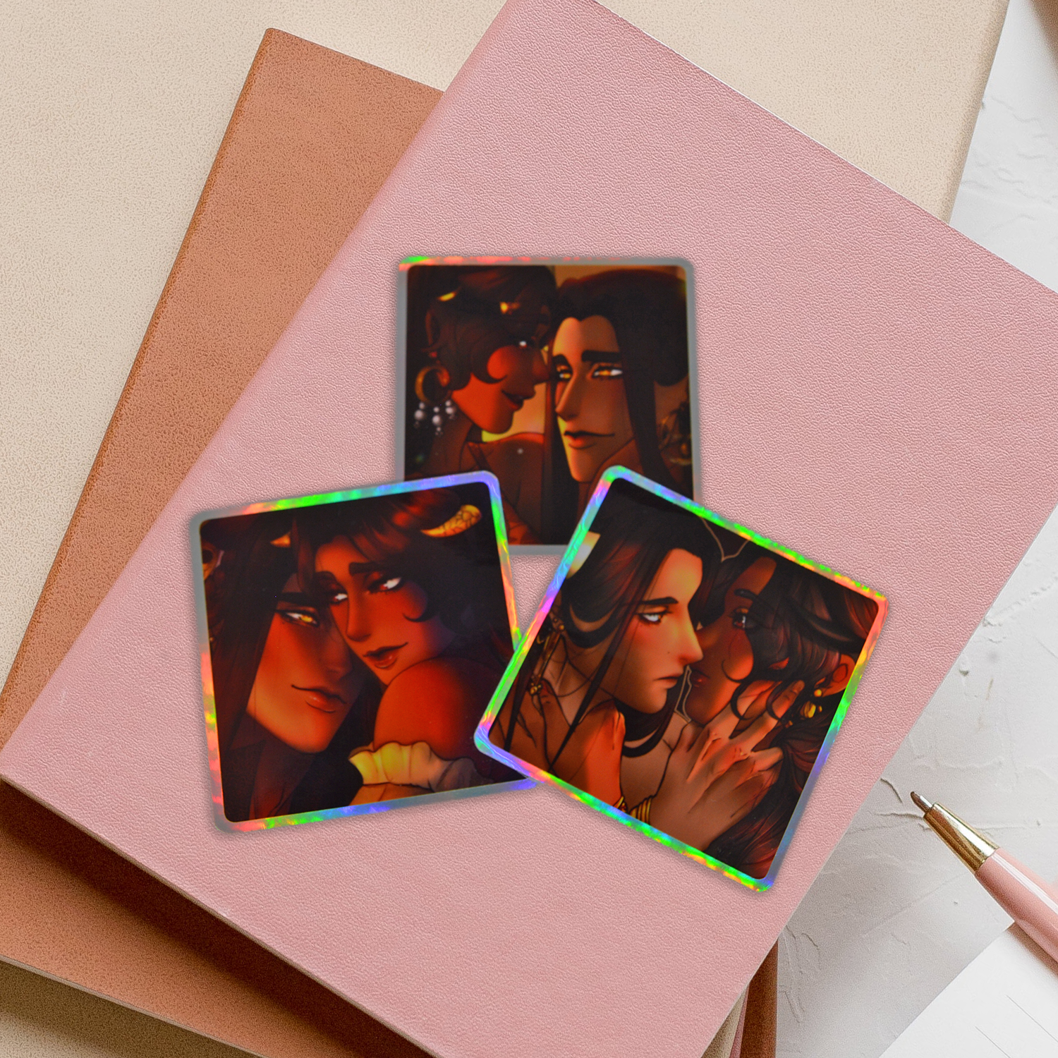 Gold And Rubies - Holographic Stickers (Pack of 3)