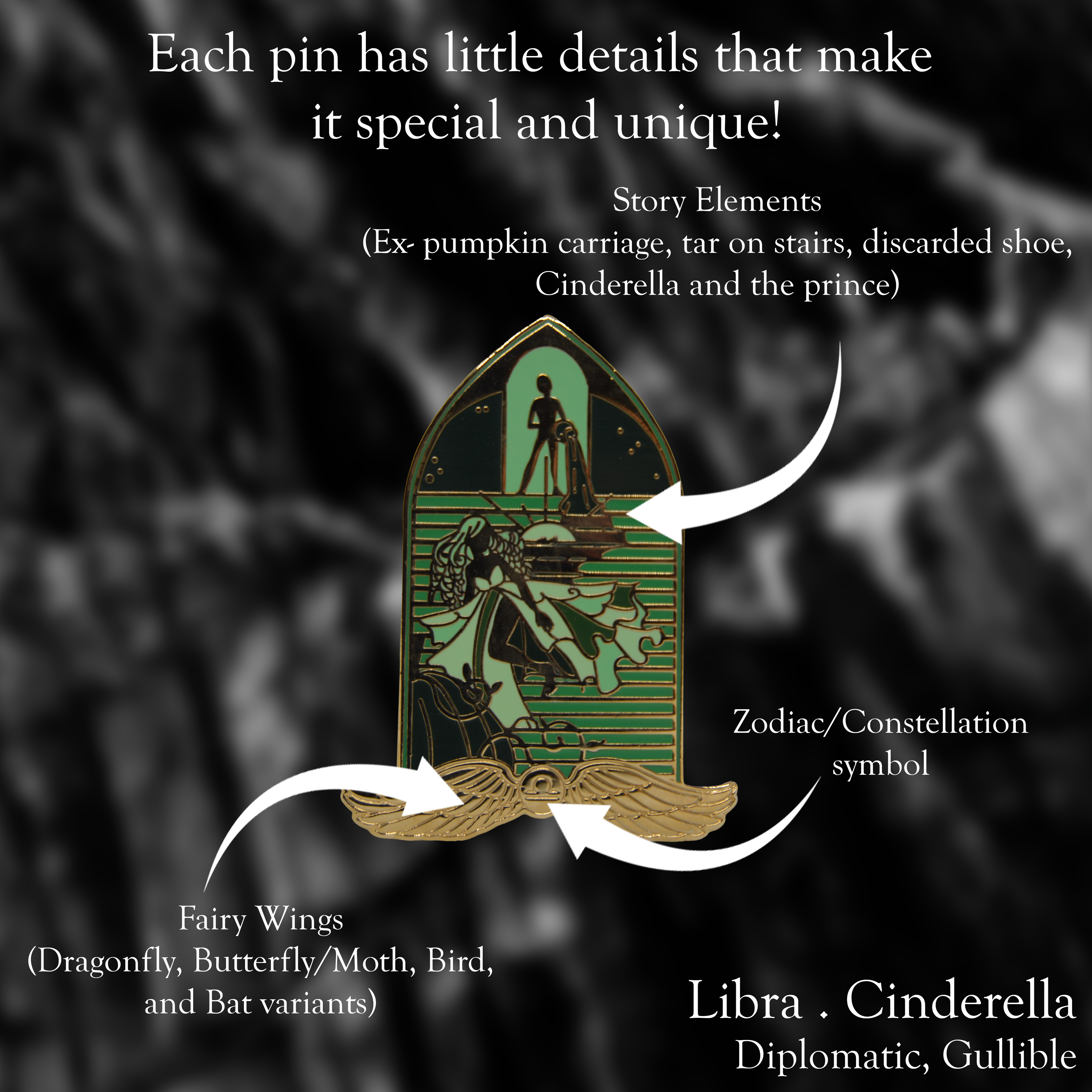 Zodiac x Fairy Tale enamel pins