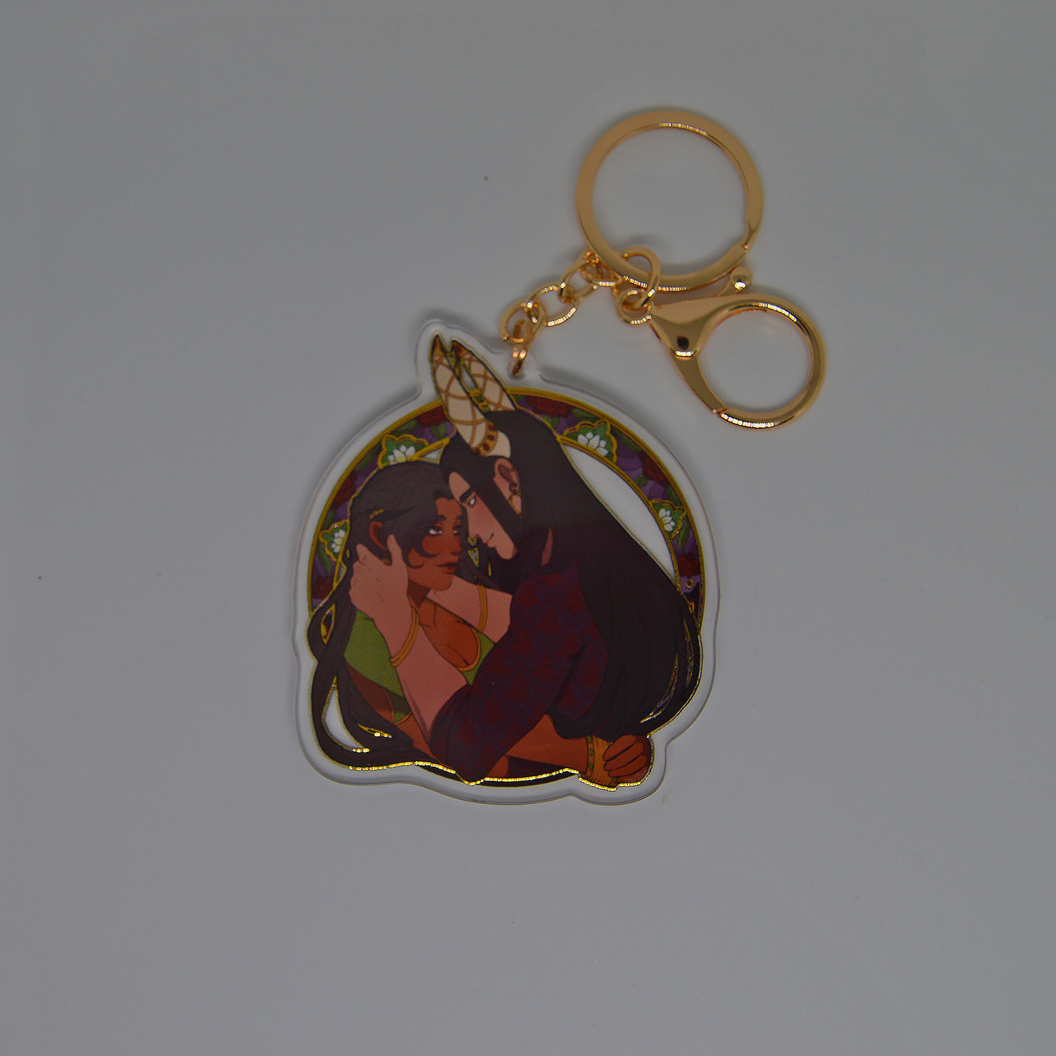 Gold And Rubies - Gold Trim Acrylic Charm