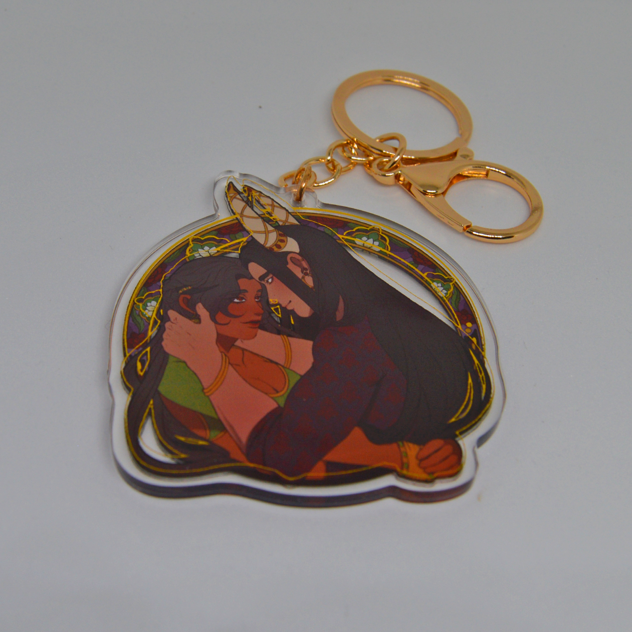 Gold And Rubies - Gold Trim Acrylic Charm